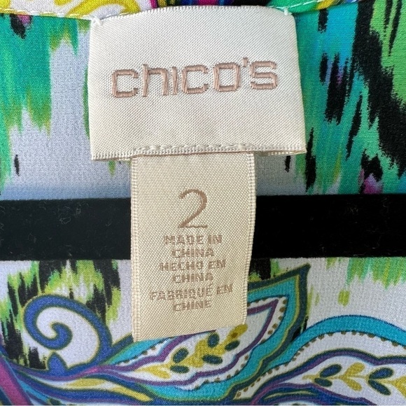 CHICO’S RETRO MACRAMÉ FRINGE PAISLEY MOD TUNIC TOP SIZE LARGE EUC - Picture 10 of 12